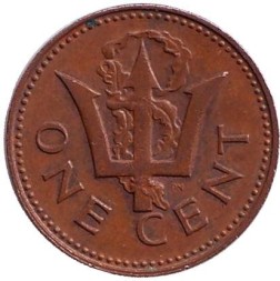 Барбадос 1 цент 1973 год - Трезубец (без отметки мд)