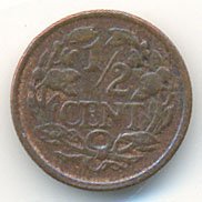 Нидерланды 1/2 цента 1930 год