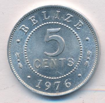 Белиз 5 центов 1976 год (алюминий)