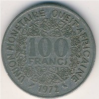 Монета Западная Африка 100 франков 1972 год