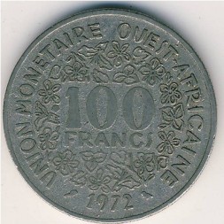 Западная Африка 100 франков 1972 год