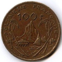 Монета Французская Полинезия 100 франков 2000 год
