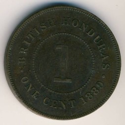 Монета Британский Гондурас 1 цент 1889 год