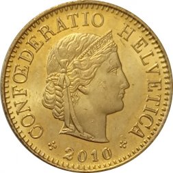 Швейцария 5 раппенов 2010 год