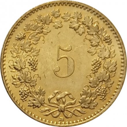 Швейцария 5 раппенов 2010 год