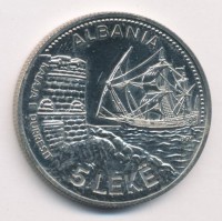 Монета Албания 5 лек 1987 год - 60 лет порту в Дурресе