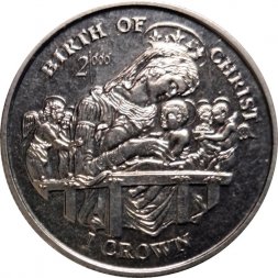 Остров Мэн 1 крона 1997 год - Рождение Иисуса Христа (медь-никель)