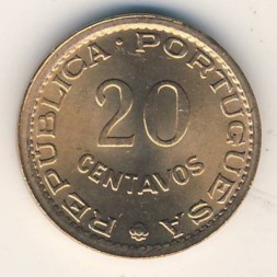 Монета Мозамбик 20 сентаво 1973 год