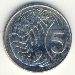 Монета Каймановы острова 5 центов 1996 год - Креветка