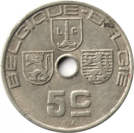 Бельгия 5 сантимов 1938 год (BELGIQUE-BELGIE)