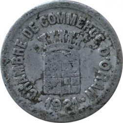 Французский токен 25 сантим 1921 год