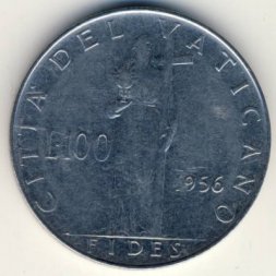 Ватикан 100 лир 1956 год - Папа Пий XII. Фидес