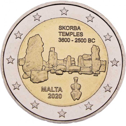 Мальта 2 евро 2020 год - Доисторические места Мальты. Храмовый комплекс Скорба