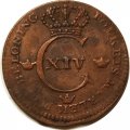 Швеция 1/4 скиллинга 182? год
