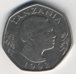 Монета Танзания 20 шиллингов 1992 год - Слон