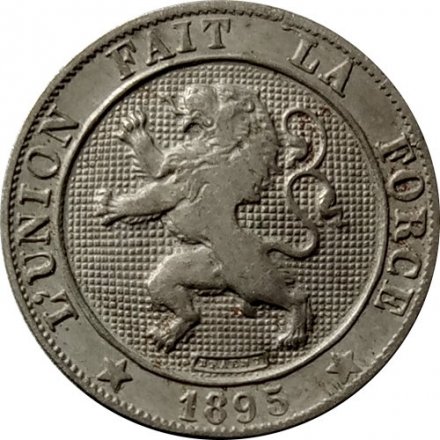 Бельгия 5 сантимов 1895 год (DES BELGES)