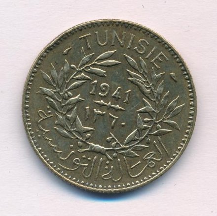 Тунис 2 франка 1941 год