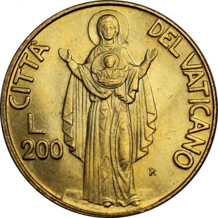 Ватикан 200 лир 1990 год