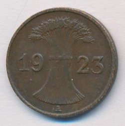 Веймарская республика 1 рентенпфенниг 1923 год (A)