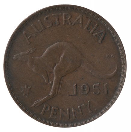 Австралия 1 пенни 1951 год - Кенгуру