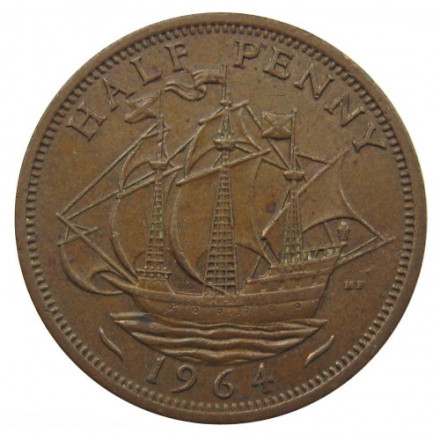 Великобритания 1/2 пенни 1964 год