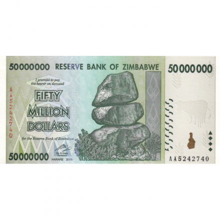 Зимбабве 50000000 (50 миллионов) долларов 2008 год - Балансирующие камни Чиремба - UNC
