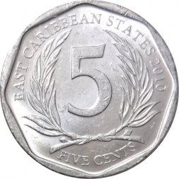 Восточные Карибы 5 центов 2010 год