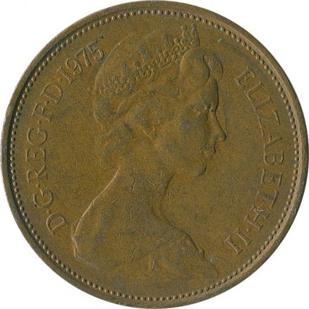 Великобритания 2 новых пенса 1975 год