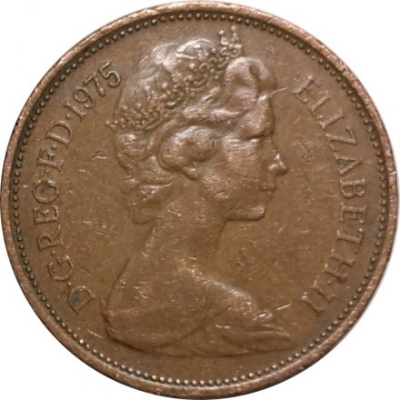 Великобритания 2 новых пенса 1975 год