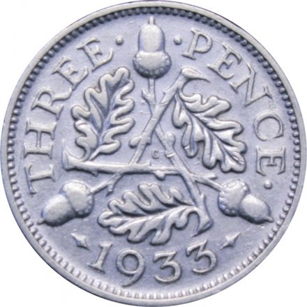 Великобритания 3 пенса 1933 год - Король Георг V