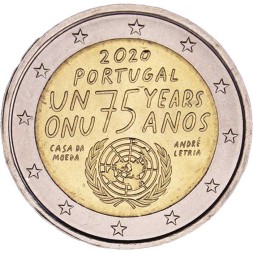 Португалия 2 евро 2020 год - 75 лет ООН