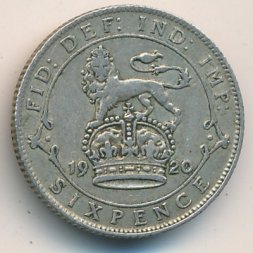 Великобритания 6 пенсов 1920 год