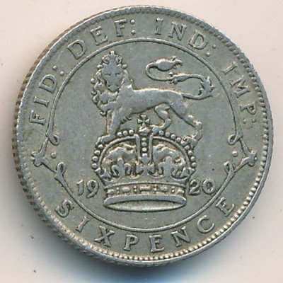 Великобритания 6 пенсов 1920 год