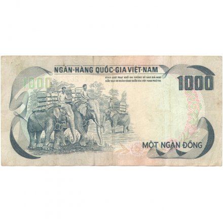 Вьетнам (Южный) 1000 донгов 1972 год - Дворец независимости. Слоны за работой - VF