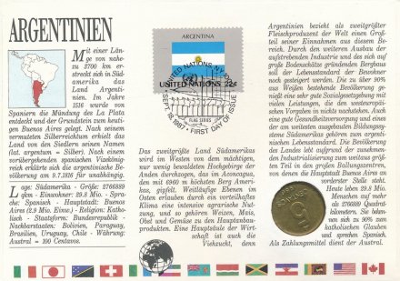 Аргентина 5 сентаво 1986 год (в конверте с маркой)