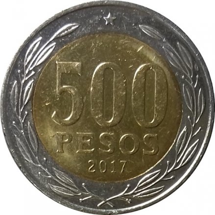 Чили 500 песо 2017 год