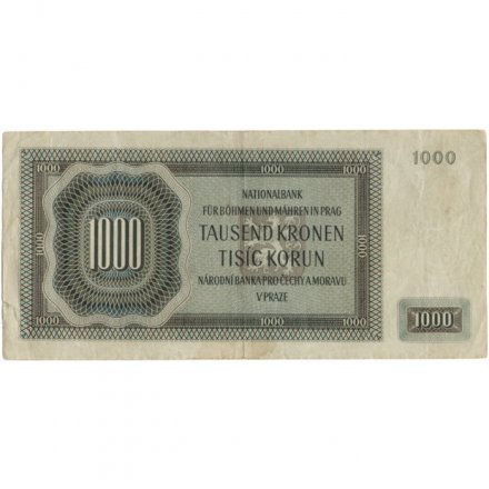 Чехословакия (Протекторат Богемия и Моравия) 1000 крон 1942 год - F-VF