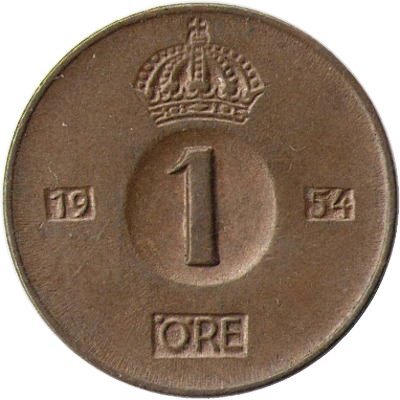 Швеция 1 эре 1954 год