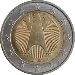 Германия 2 евро 2008 год - Орёл (J)