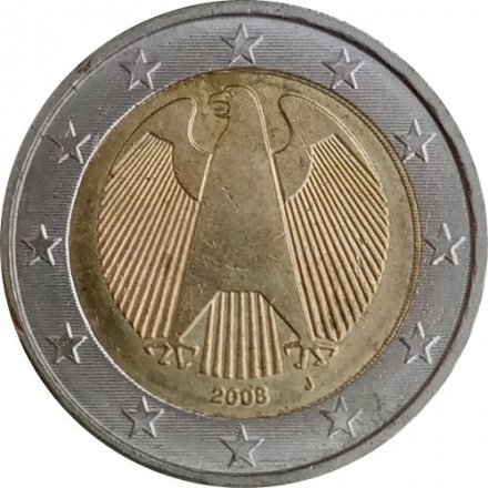 Германия 2 евро 2008 год - Орёл (J)