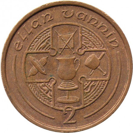 Остров Мэн 2 пенса 1988 год (отметка &quot;AA&quot; на реверсе)