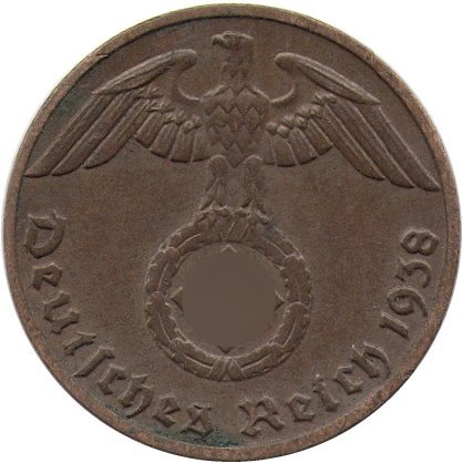 Третий Рейх 1 рейхспфенниг 1938 год (E)