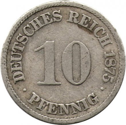 Германия 10 пфеннигов 1875 год (A)