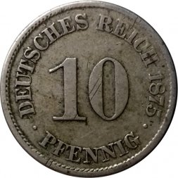 Германия 10 пфеннигов 1875 год (A)