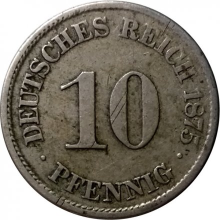 Германия 10 пфеннигов 1875 год (A)