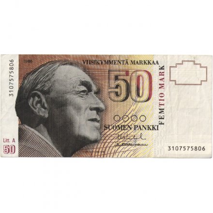 Финляндия 50 марок 1986 год -  Архитектор Алвар Аалто - Litt.А - VF
