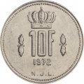 Люксембург 10 франков 1972 год - Великий герцог Жан