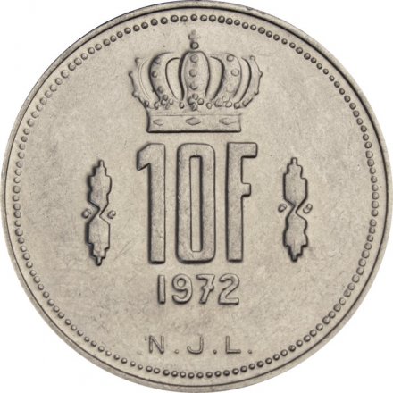 Люксембург 10 франков 1972 год - Великий герцог Жан