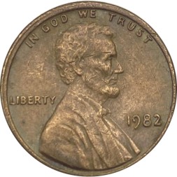 США 1 цент 1982 год - Авраам Линкольн (без отметки МД)