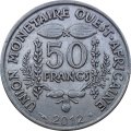 Западная Африка 50 франков 2012 год - Гиря Ашанти